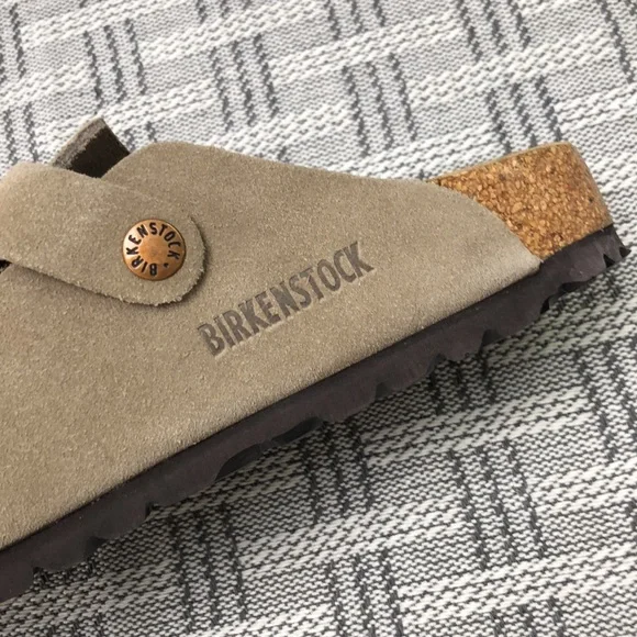 BEST NWT | Women's Taupe Suede Birkenstock Boston Shoes - Narrow Fit - Picture 4 of 5
